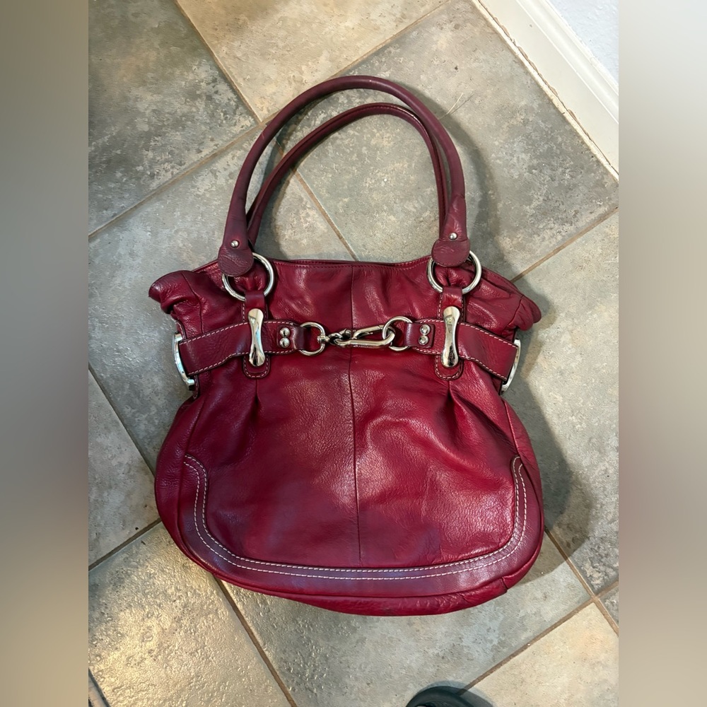 B. Makowsky Red Leather Shoulder Bag